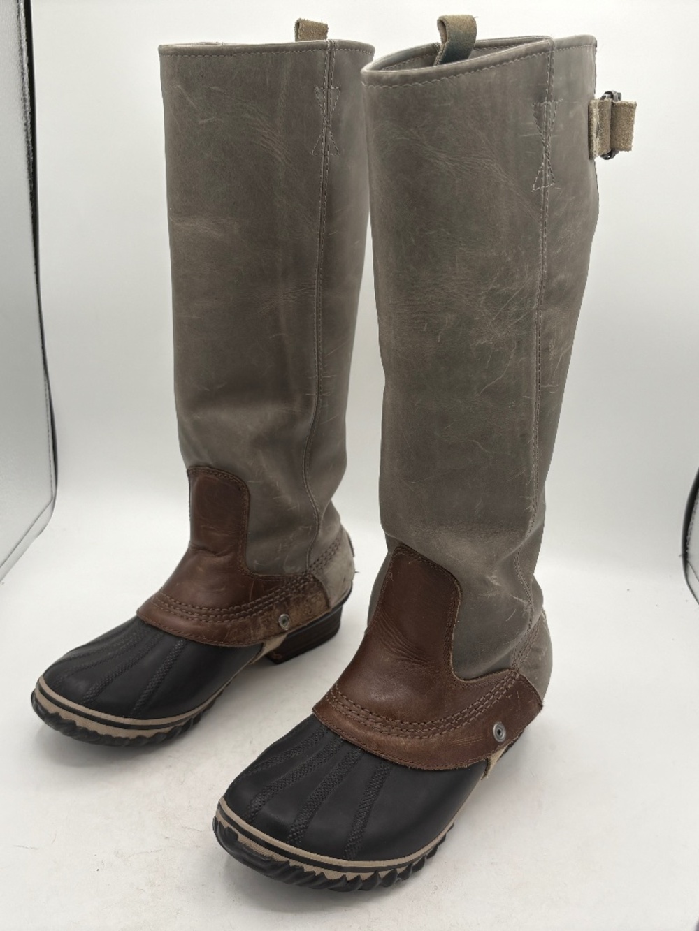 Sorel Slimpack Tall Boots Women's 7 Gray Equestrian Riding Rain Waterproof RARE - Picture 2 of 16